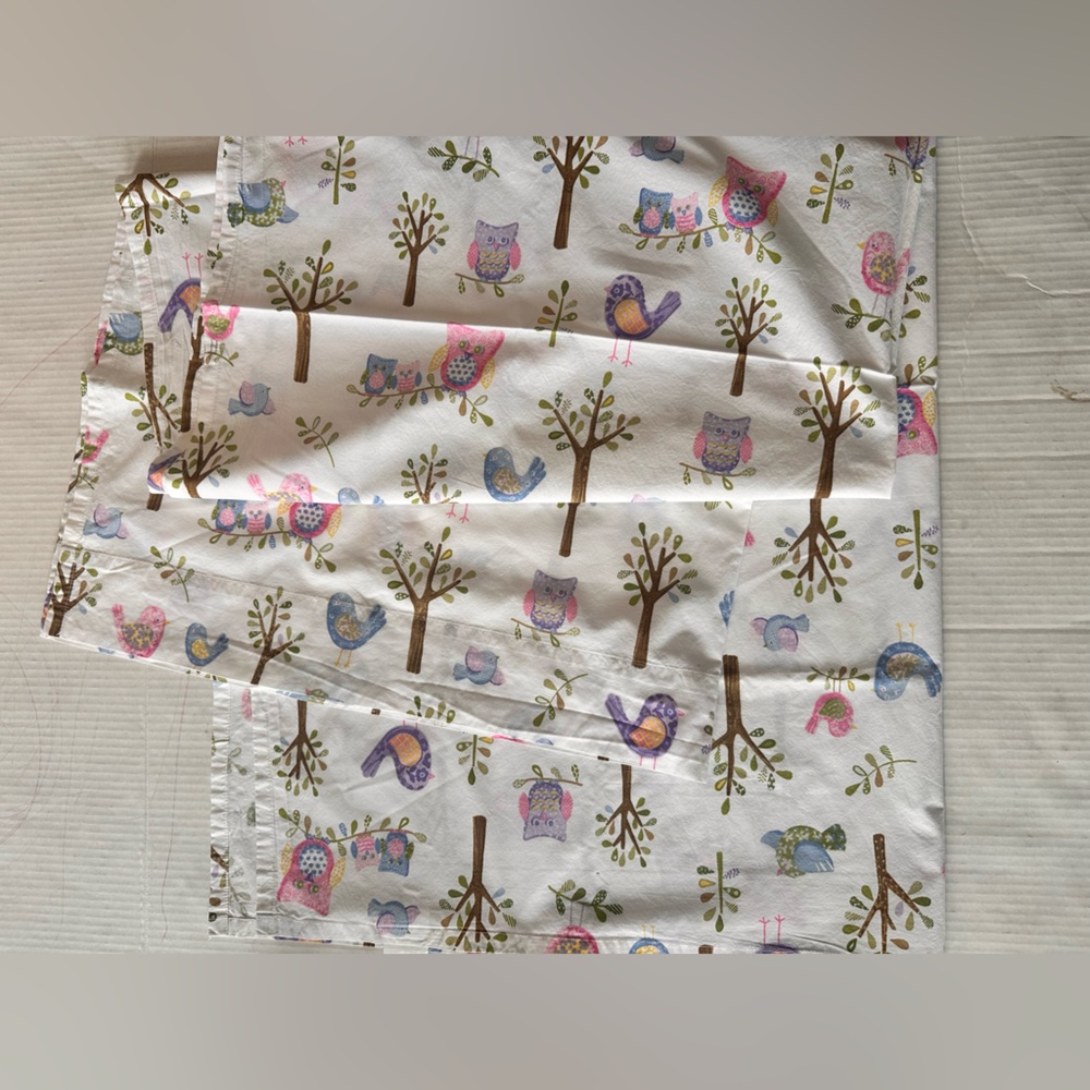 Pottery Barn Kids “Hayley” Toddler Top Sheet – Whimsical Owl & Bird Print
